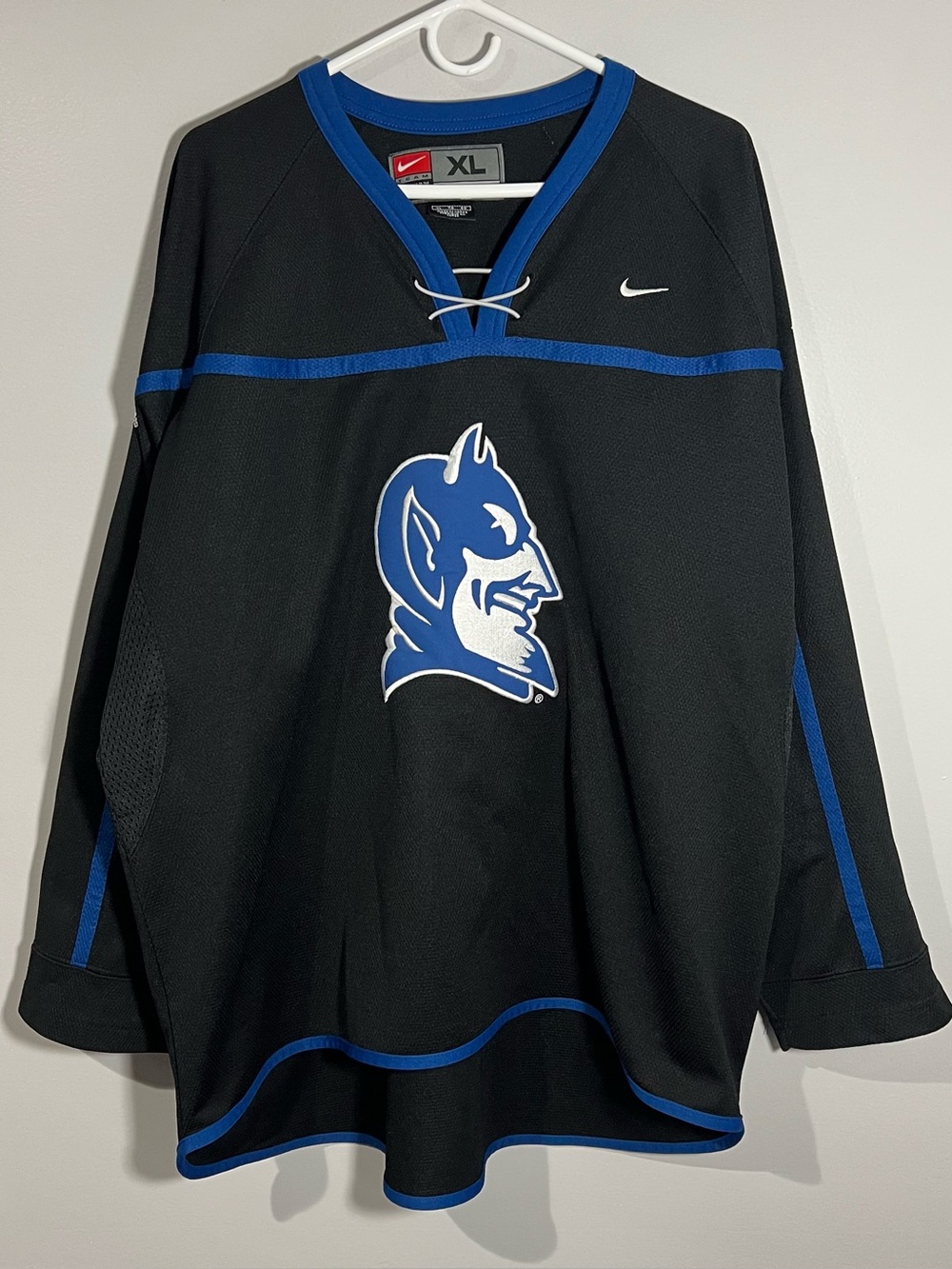 Vintage Nike Team Duke Blue Devils Black White Hockey Jersey Mens Extra Large XL